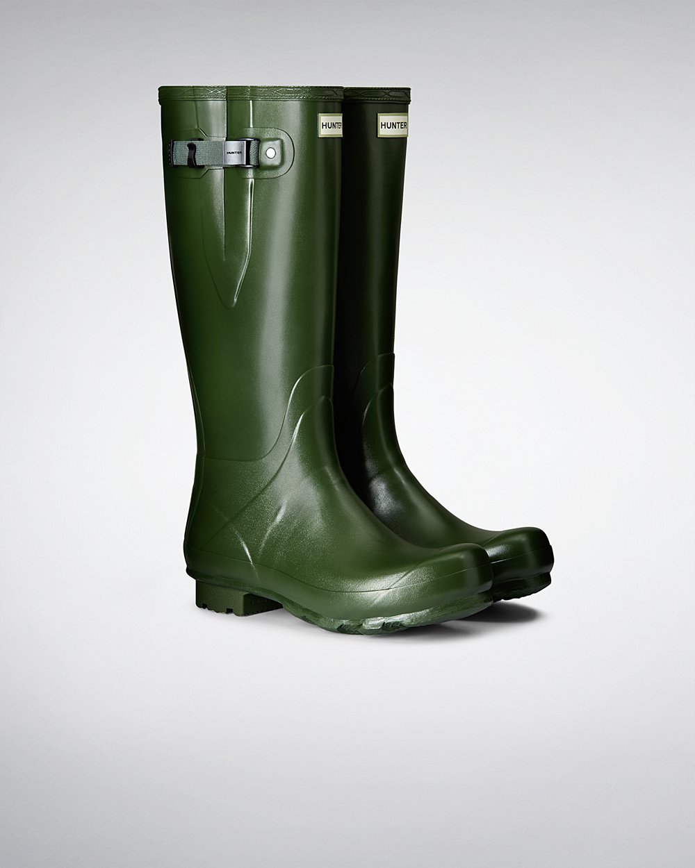 Botas de Lluvia Altas Hunter Hombre - Norris Field Side Adjustable - Verdes - ZLWXRON-05